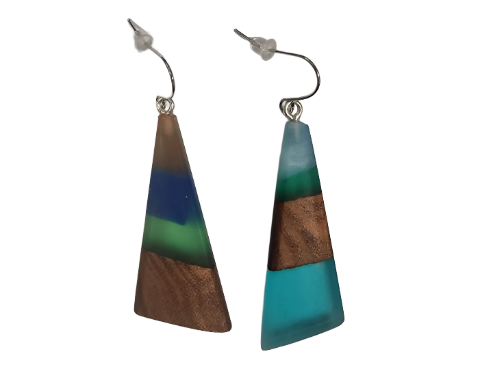 NZ Native Swamp Kauri & Resin Earrings (H)