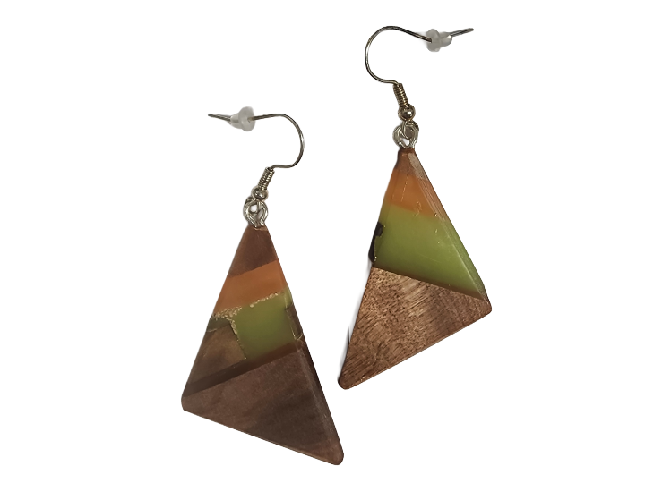 NZ Native Swamp Kauri & Resin Earrings (I)