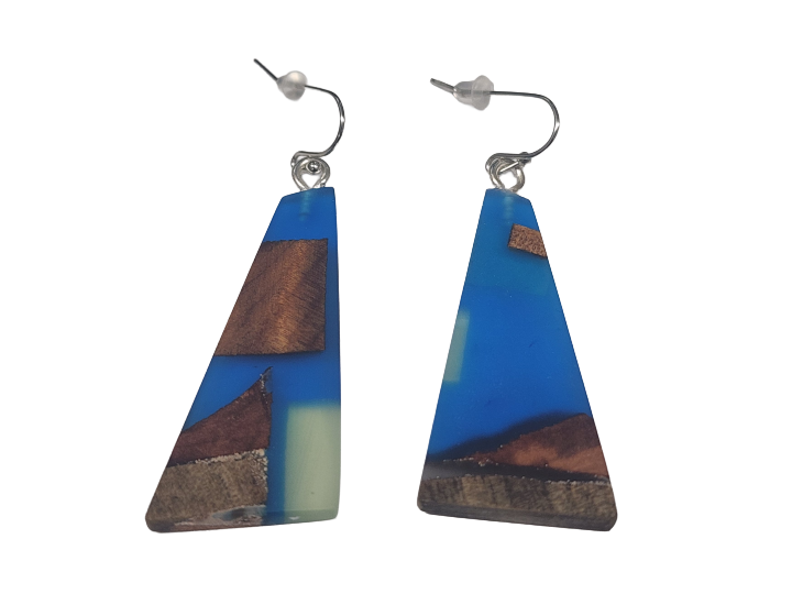 NZ Native Swamp Kauri & Resin Earrings (J)