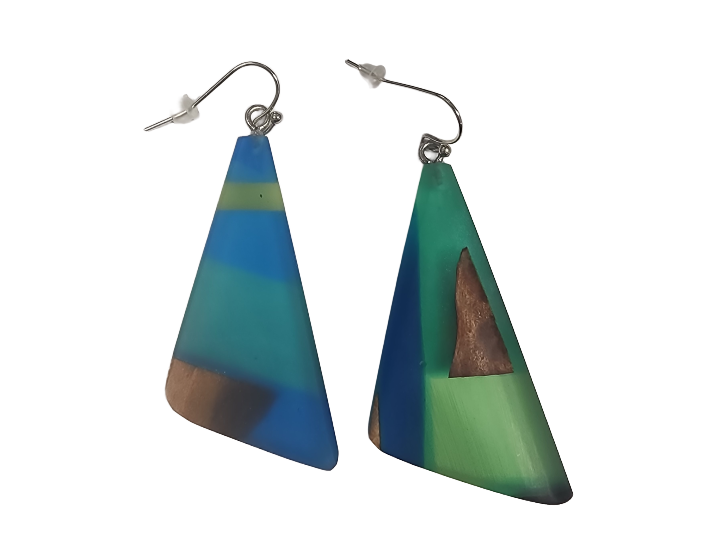 NZ Native Swamp Kauri & Resin Earrings (K)