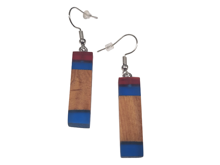 NZ Native Swamp Kauri & Resin Earrings (M)