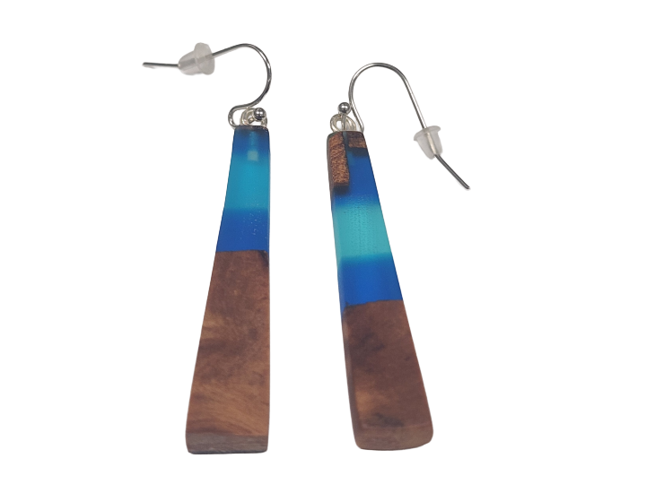 NZ Native Swamp Kauri & Resin Earrings (N)