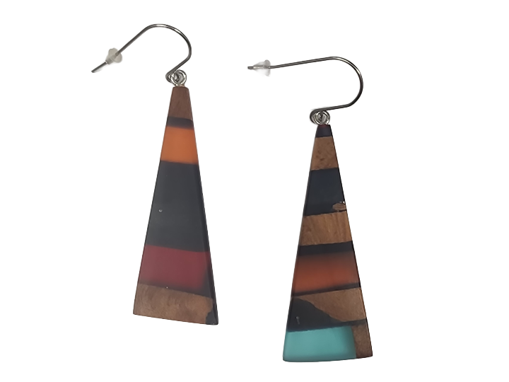 NZ Native Swamp Kauri & Resin Earrings (O)