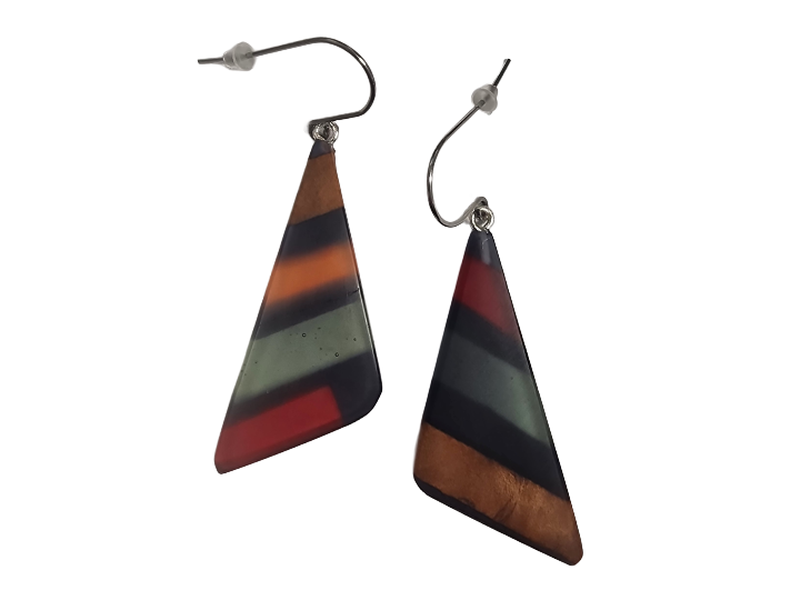 NZ Native Swamp Kauri & Resin Earrings (P)