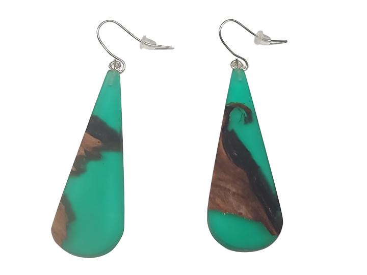 NZ Native Swamp Kauri & Resin Earrings (Q)
