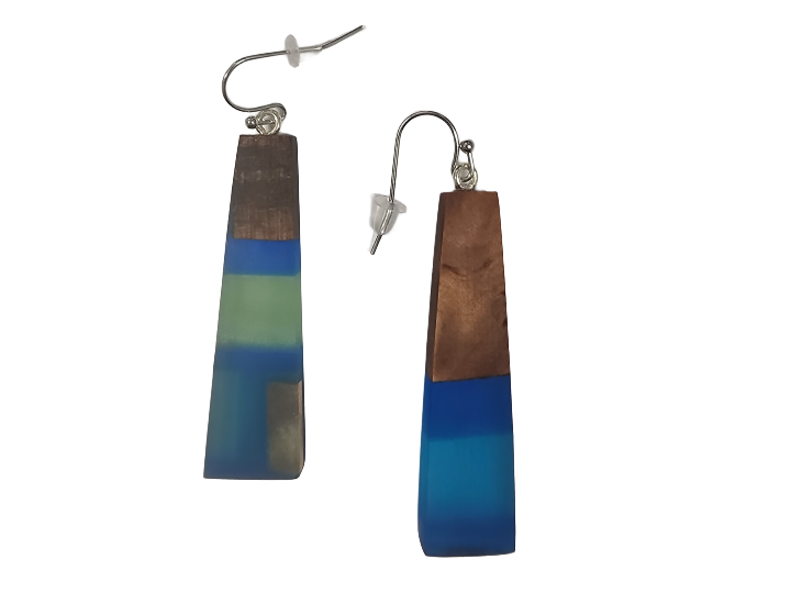 NZ Native Swamp Kauri & Resin Earrings (R)