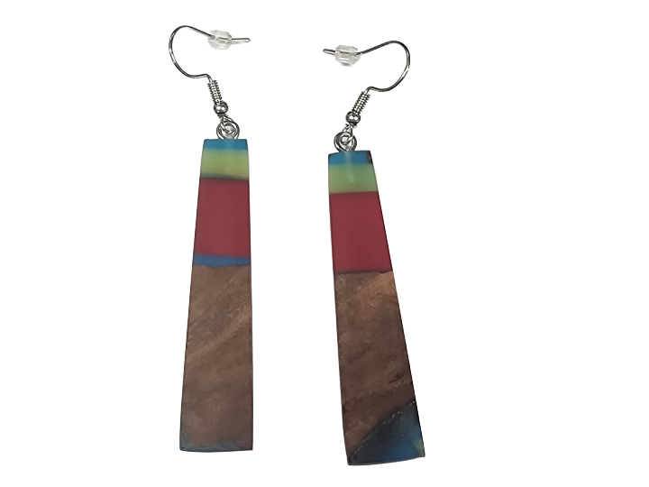 NZ Native Swamp Kauri & Resin Earrings (T)