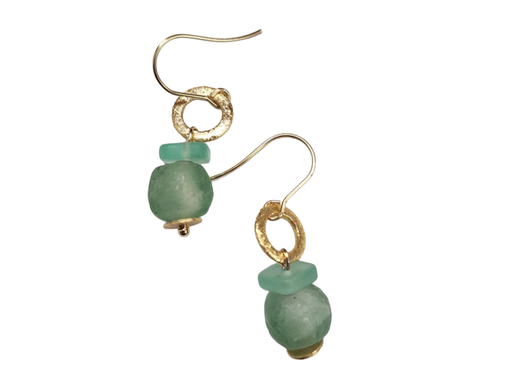 Aqua Marine Circle Drop Earrings