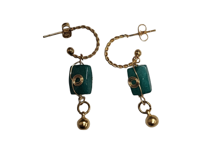 Mineral Caged Jade - Earrings
