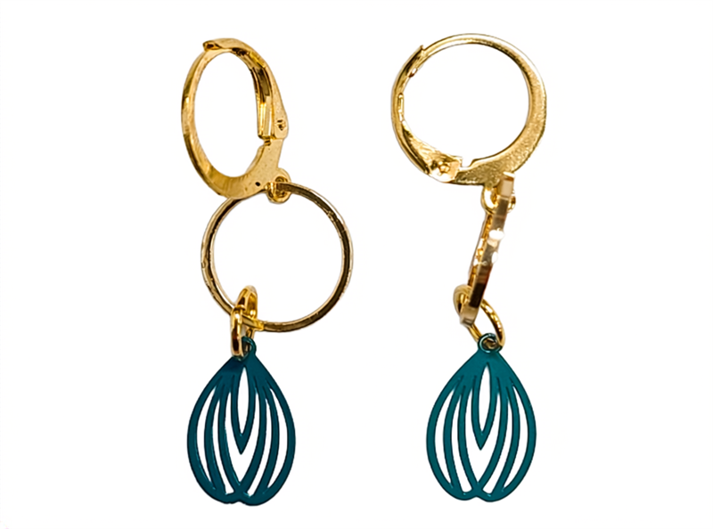 Teal Tulip Hoop Earrings