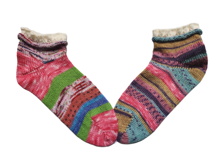 Handknitted Odd Frill Socks Adult Medium (C)