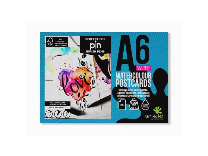 Art Gecko Pro Watercolour Postcards A6